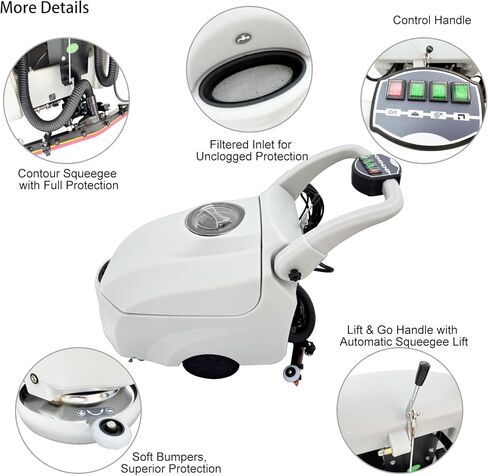 110V Commercial Auto Floor Scrubber Machine - 16.3" (415mm) Brush, 14.3 Gallons Dual Tanks, 1750m²/h Cleaning Rate, Commercial Floor Polisher Cleaning Machine for Tile, Marble, Epoxy in Saudi Arabia
