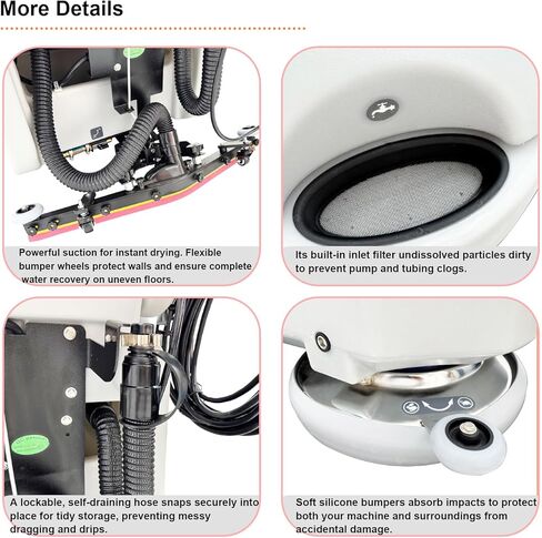 110V Commercial Auto Floor Scrubber Machine - 16.3" (415mm) Brush, 14.3 Gallons Dual Tanks, 1750m²/h Cleaning Rate, Commercial Floor Polisher Cleaning Machine for Tile, Marble, Epoxy in Saudi Arabia