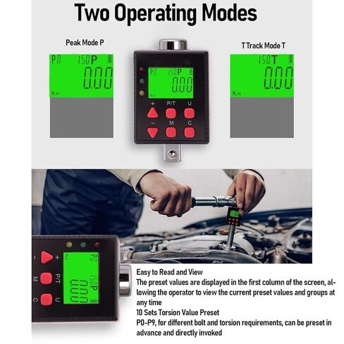 Luocute Digital Torsion Meter 3/4 Inch Adapter, HD LCD Display, Hold and Track Mode, 10 Preset Values, 500 Data Storage in Saudi Arabia