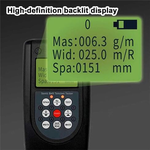 جهاز قياس شد الحزام الصوتي، مقياس شد الحزام الصوتي، مع شاشة LCD بإضاءة خلفية، نطاق التردد 10 هرتز - 680 هرتز، مسبار اتجاه قابل للتعديل، اكتشاف سريع، لأحزمة V متعددة الأضلاع in Kuwait