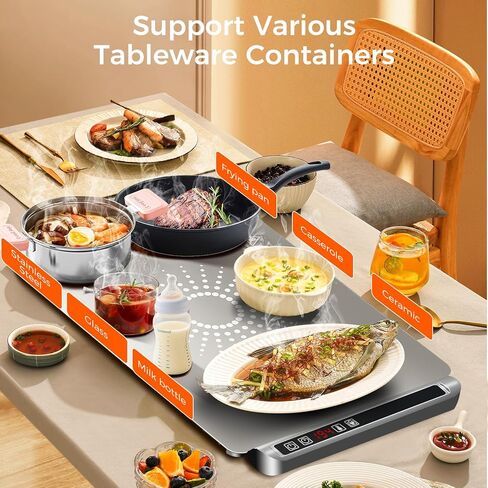 بساط تدفئة للطعام، صينية تدفئة كهربائية مع 5 مستويات لدرجة الحرارة ومؤقت قابل للتعديل، بساط تدفئة الطعام يسخن بسرعة، جهاز تدفئة الطعام قابل للطي لبوفيه الحفلات، هدايا تدفئة المنزل in Kuwait