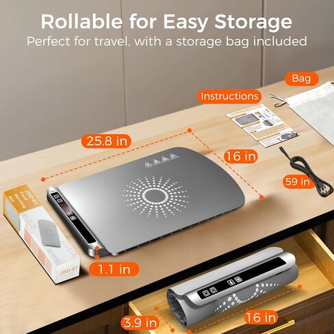 بساط تدفئة للطعام، صينية تدفئة كهربائية مع 5 مستويات لدرجة الحرارة ومؤقت قابل للتعديل، بساط تدفئة الطعام يسخن بسرعة، جهاز تدفئة الطعام قابل للطي لبوفيه الحفلات، هدايا تدفئة المنزل in Kuwait