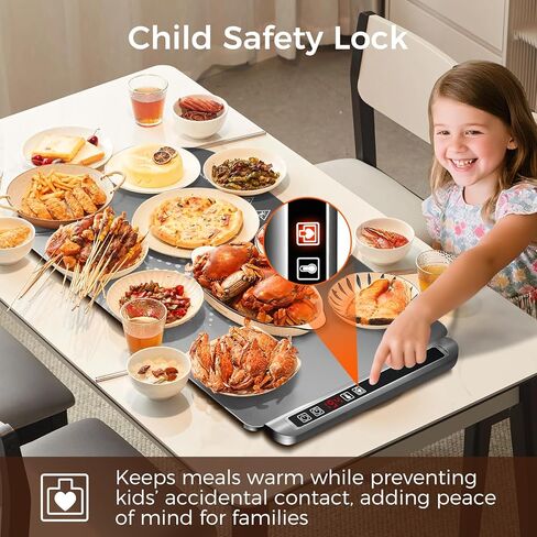 بساط تدفئة للطعام، صينية تدفئة كهربائية مع 5 مستويات لدرجة الحرارة ومؤقت قابل للتعديل، بساط تدفئة الطعام يسخن بسرعة، جهاز تدفئة الطعام قابل للطي لبوفيه الحفلات، هدايا تدفئة المنزل in Kuwait