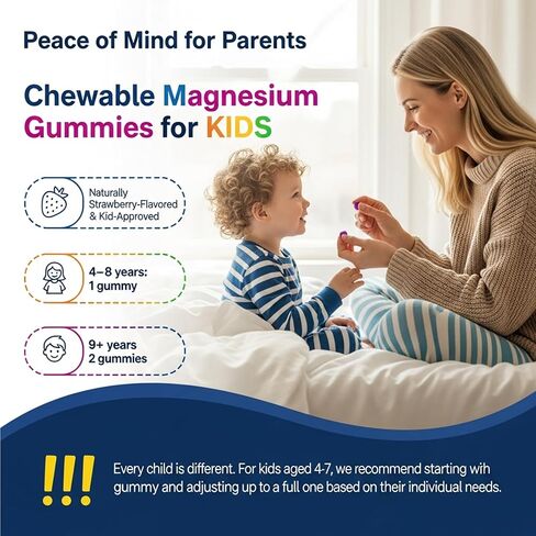 Kids Sleep Gummies NO Melatonin - Triple Magnesium Glycinate + Saffron, GABA, Berry & Nut Superfood Gummies, Sugar Free Nighttime Sleep Aid & Calm for Kids 4+ Teens, Relaxation, Brain & Muscle, 2Pack in Saudi Arabia