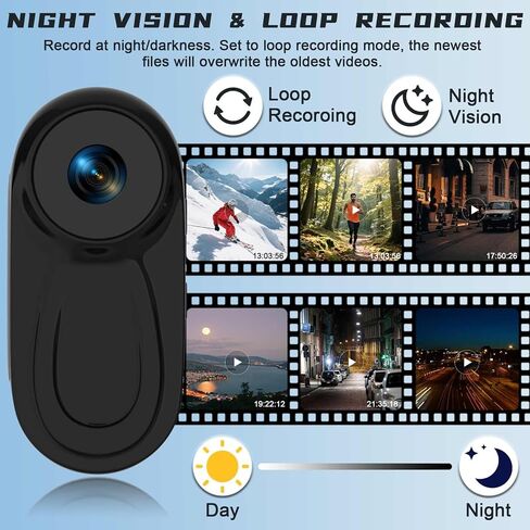 كاميرا الجسم المصغرة HD 1080P كاميرا الحركة بالإبهام، كاميرا الجسم القابلة للارتداء مع بطاقة 64 جيجابايت للرؤية الليلية 0.9 بوصة عرض قلادة مغناطيسية، كاميرا POV كاميرا جيب صغيرة كاميرا رياضية محمولة للحيوانات الأليفة مدونات الفيديو لركوب الدراجات in Kuwait