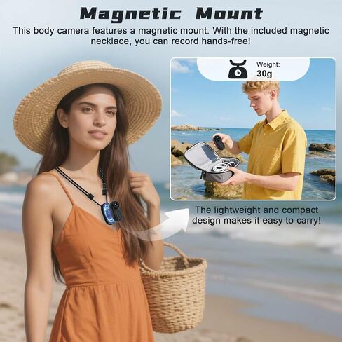 كاميرا الجسم المصغرة HD 1080P كاميرا الحركة بالإبهام، كاميرا الجسم القابلة للارتداء مع بطاقة 64 جيجابايت للرؤية الليلية 0.9 بوصة عرض قلادة مغناطيسية، كاميرا POV كاميرا جيب صغيرة كاميرا رياضية محمولة للحيوانات الأليفة مدونات الفيديو لركوب الدراجات in Kuwait