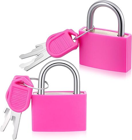2Pcs Gym Locker Lock with Key, Large Pink Heavy Duty Waterproof Padlocks Aluminum Locker Lock, Waterproof Padlock for Shed Gate Small Cabinets Drawers in Saudi Arabia