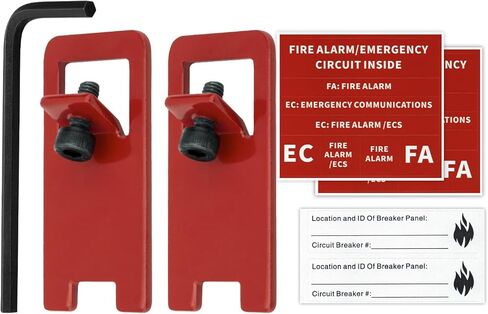 ELOCK-FA E-Series Fire Alarm Circuit Breaker Lockout Kit, 2 Sets Fire Alarm Lock Prevents Accidental Shutdown with 8-32 Hex Key & Warning Labels, Red​ in Saudi Arabia