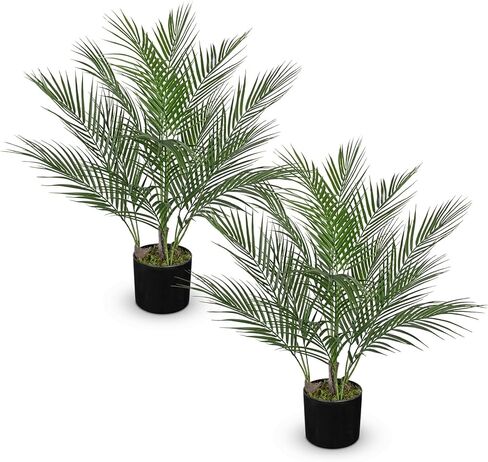 2 Pack Artificial Ficus Tree 4ft Silk Fake Ficus Leaves Plant 120cm Potted Faux Ficus Tree with Decorative Moss Dual Trunks Indoor Outdoor Big Fake Plants with Pot for Home Garden Office Livingroom in Saudi Arabia