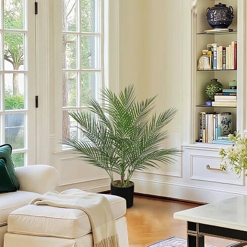 2 Pack Artificial Ficus Tree 4ft Silk Fake Ficus Leaves Plant 120cm Potted Faux Ficus Tree with Decorative Moss Dual Trunks Indoor Outdoor Big Fake Plants with Pot for Home Garden Office Livingroom in Saudi Arabia