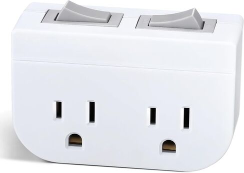 محول طاقة بمنفذ مزدوج مؤرض مع مفاتيح تشغيل/إيقاف منفصلة 3 حزم، 3 شقوق 2 منفذ قابس كهربائي تيار تيار للسفن السياحية، مصابيح يصعب الوصول إليها، أجهزة المطبخ، 1875 وات/15 أمبير، ETL، أبيض in Kuwait