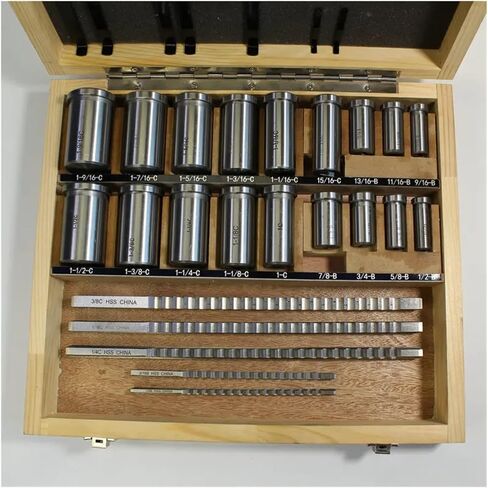 مجموعة Keyway Broach، 30 قطعة من مجموعة Keyway Broach، مقاس بوصة 5 قطع من الدبابيس 1/2in-1-1/2in 18 قطعة البطانات و7 قطع حشوات HSS Keyway Tool in Saudi Arabia