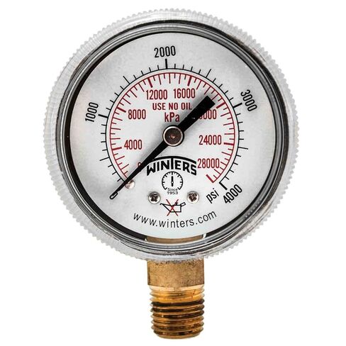 مقياس ضغط اللحام النحاسي من سلسلة Winters PWL، 0-4000 رطل لكل بوصة مربعة، شاشة قرص 2 بوصة، دقة +/-3-2-3%، حامل سفلي 1/4 بوصة NPT in Saudi Arabia