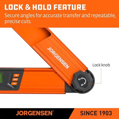 JORGENSEN Digital Angle Finder, Multi Angle Finder Tool with Backlit LCD, Protractor Digital Level with Horizontal & Vertical Bubble in Kuwait