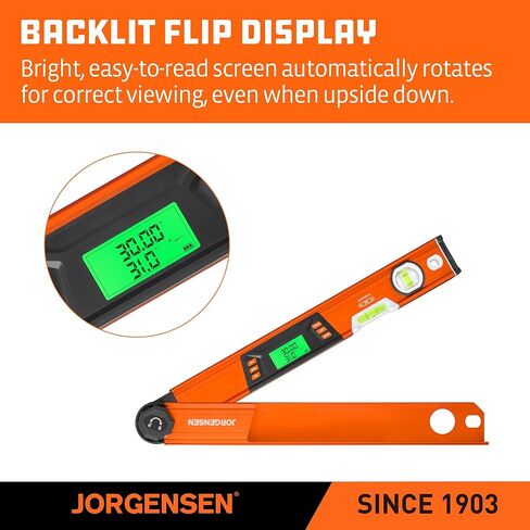 JORGENSEN Digital Angle Finder, Multi Angle Finder Tool with Backlit LCD, Protractor Digital Level with Horizontal & Vertical Bubble in Kuwait