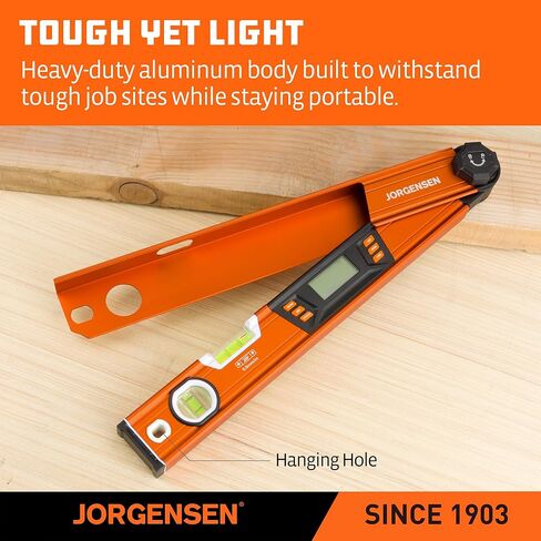 JORGENSEN Digital Angle Finder, Multi Angle Finder Tool with Backlit LCD, Protractor Digital Level with Horizontal & Vertical Bubble in Kuwait