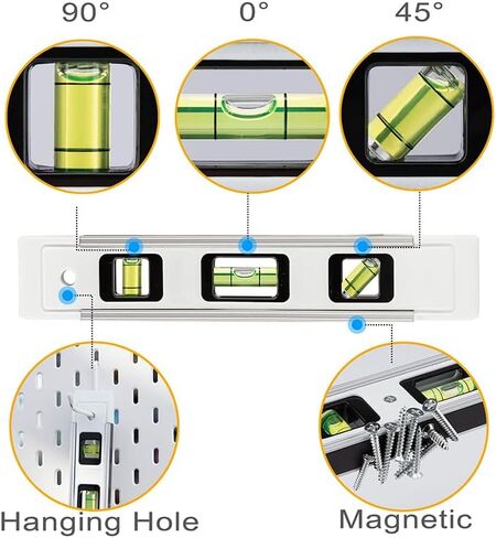 9 بوصة مستوى وأداة مستوى طوربيد مغناطيسي من الألومنيوم المقوى، 9 بوصة (أبيض) in Kuwait
