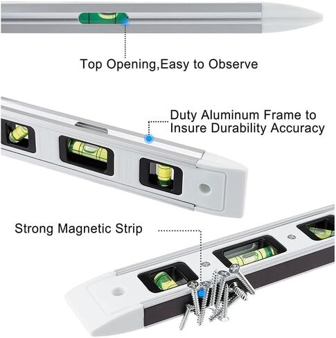 9 بوصة مستوى وأداة مستوى طوربيد مغناطيسي من الألومنيوم المقوى، 9 بوصة (أبيض) in Kuwait