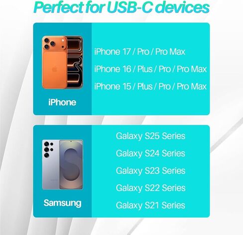 سماعات رأس USB C لهاتف iPhone 15/16/17 Pro Max، سماعات رأس من النوع C ميكروفون مدمج وتحكم في مستوى الصوت، سماعات أذن ستيريو هاي فاي بخاصية إلغاء الضوضاء، سماعات أذن سلكية لهاتف Galaxy S25 S24 S23 S22 in Saudi Arabia