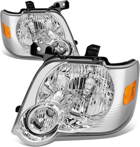 Auto Dynasty Headlight Assembly Headlamps Compatible with 2006 2007 2008 2009 2010 Ford Explorer/Sport Trac, Driver and Passengers, Black Housing Amber Corner in Saudi Arabia