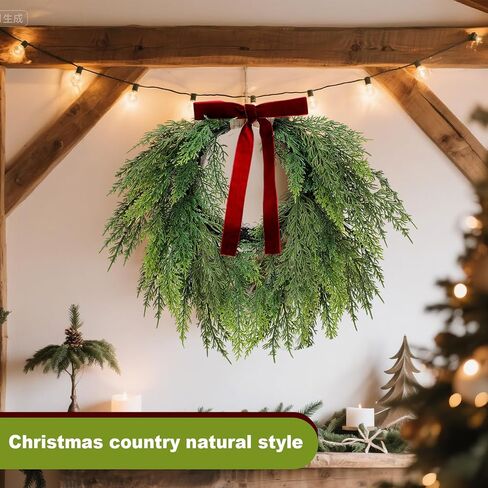 28'' Christmas Teardrop Swag with Velvet Bow Bells Greenery Teardrop Pine Wreath for Front Door Rustic Door Swag Artificial Norfolk Pine Needle for Christmas Mantle Indoor Outdoor Decor in Saudi Arabia