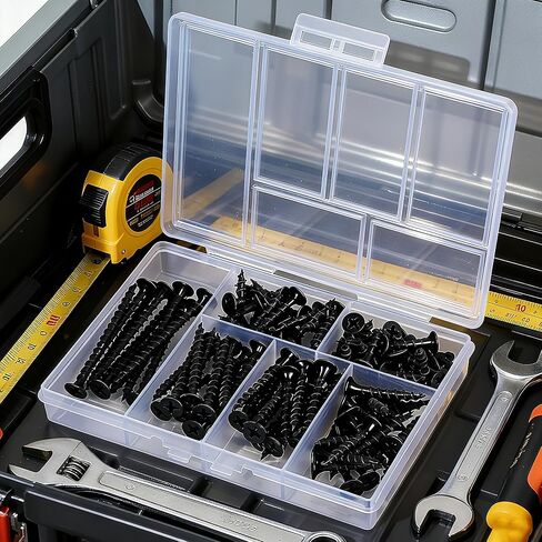 مجموعة متنوعة من البراغي الخشبية 105 قطعة، مجموعة براغي متنوعة للجدران الجافة عالية الصلابة، 6 مقاسات، محرك فيليبس، براغي سوداء صغيرة وطويلة للخشب (2 بوصة، 1-1/2 بوصة، 1-1/4 بوصة، 1 بوصة، 3/4 بوصة، 1/2 بوصة) in Kuwait