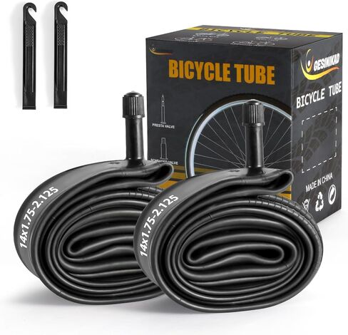 2 حزمة أنبوب دراجة 14 بوصة AV32mm Schrader Valve، أنبوب داخلي للدراجة مع رافعتين للإطارات تناسب 14 × 1.75/1.9/1.95/2.0/2.1/2.125، أنبوب داخلي مطاطي بوتيل للأطفال/الجبل/دراجة MTB in Kuwait