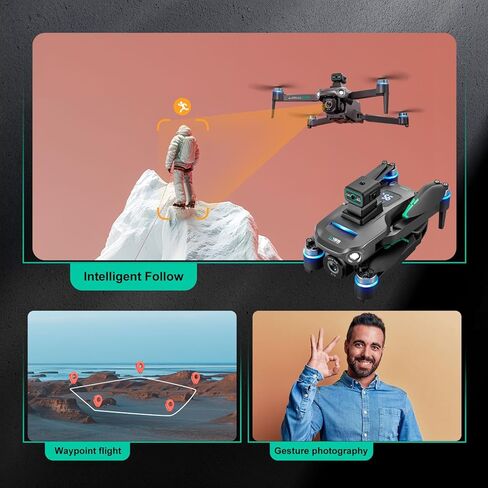 Drones with Camera for Adults 4K, GPS UHD Drone, 5G Remote Controller with Screen, One Key Return, Dual Camere, 3rd Gear Speed, Optical Flow Mode and Obstacle Avoidance, Drone for Beginners (Black) in Kuwait