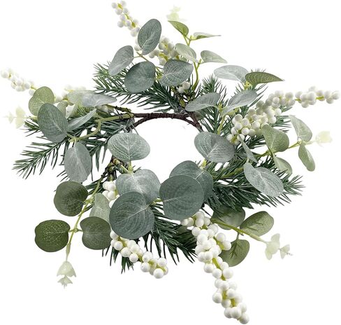 2 Pcs Pumpkins Candle Rings Wreaths Fall Candle Rings Thanksgiving Day Ring Holder with Maple Leaves Wreath Mini Autumn Artificial for Wedding,Door Tabletop Decoration (White-2pcs) in Saudi Arabia