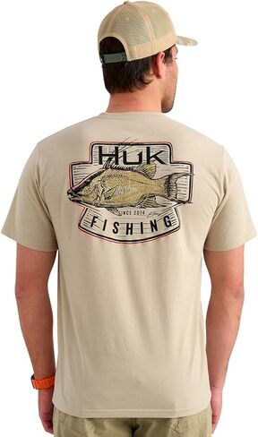 HUK Men's Kc Scott Original Fishing Artwork Graphic Pocket Tee Shirts, Short Sleeve Casual T-Shirts, Soft Cotton Blend in Saudi Arabia