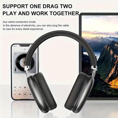Bluetooth Headphones Wireless Over Ear with Microphone Hands-Free Calls Low Latency Lightweight Comfortable Headset with Deep Bass for Android iOS Travel Home Office Cellphone PC in Kuwait
