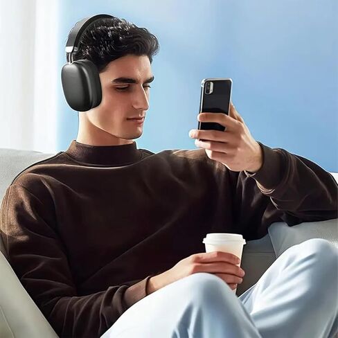 Bluetooth Headphones Wireless Over Ear with Microphone Hands-Free Calls Low Latency Lightweight Comfortable Headset with Deep Bass for Android iOS Travel Home Office Cellphone PC in Kuwait