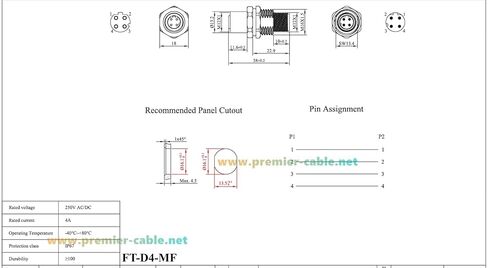 Profinet M12 D-Code 4 دبوس ذكر إلى أنثى موصل تغذية الحاجز Cat5 إيثرنت IP67 محمي جدار تمرير من خلال لوحة جبل موصل دائري لمستشعر EtherCAT Fieldbus PLC (2 قطعة) in Kuwait