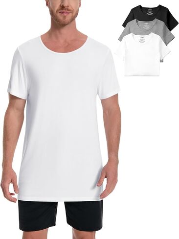 Idtswch Mens Tall Undershirt Crew Neck Soft T-Shirts Lightweight & Breathable(1 Pack & 3 Pack) in Kuwait