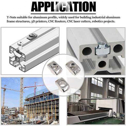 100 Pcs 4040 Series M8 T Slot Nut Hammer Head Fastener, Nickel Plated Carbon Steel Nut for Aluminum Profile in Saudi Arabia