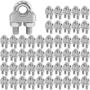50 قطعة 1/4 بوصة مشابك حبل أسلاك الفولاذ المقاوم للصدأ مشابك كابلات شديدة التحمل للتزوير والبناء والتطبيقات البحرية in Kuwait