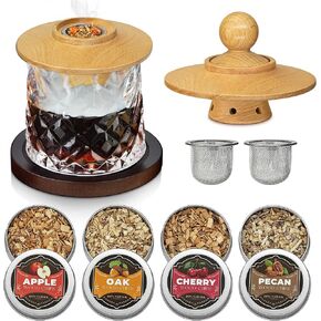 Whiskey Smoker Kit, Cocktails Smoker Infuser Kit with 2pcs Stainless Steel Mesh Filter Bowls, 4 Flavor Wood Chips, Old Fashioned Bourbon Drink Smoked Set, Christmas Day Gift Idea for Dad Mom in Saudi Arabia