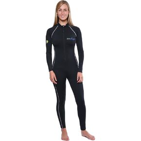 Ecostinger® Women's Full Body Swimsuit Stinger Suit Dive Skin UPF50+ Black Silver Stitch in Kuwait