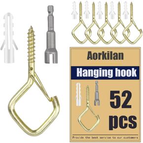 12-Pack Heavy-Duty Black Screw Eye Hooks with Safety Clips | Metal Ceiling Hooks for Hanging Plants, Wind Chimes, Bird Feeders & Indoor/Outdoor Lights in Saudi Arabia