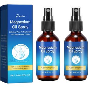 Magnesium Spray, Pure Magnesium Oil Spray for Feet, Leak-Proof Portable Package, Magnesium Oil Body Care Natural Formula, Easy to Absorb and Soothe, 2 fl oz(2 Pack) in Saudi Arabia
