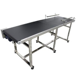 Flat Belt Conveyor PVC Belt Transport Conveyor Double Guardrails Stainless Steel Frames Industrial Transport Equipment 82.6×23.6inch in Kuwait