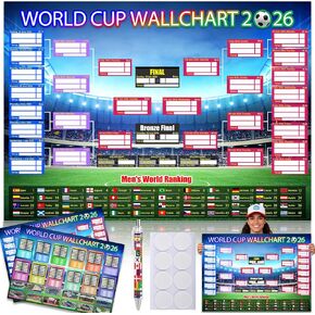 ملصق جدول كأس الكلمات 2026 والجولة النهائية لعرض مجموعة مكونة من 48 فريقًا، قطعتان من الملصقات الوظيفية المطوية وقلم ألوان مائية مكتوب بخط اليد، جدول بطولة كرة القدم وهدايا مخطط معلومات الفريق لمحبي كرة القدم in Kuwait