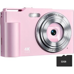 Digital Camera, FHD 4K Digital Point and Shoot Camera with 16X Zoom Anti Shake, 48MP Compact Small Camera with 32GB Card for Teen Boys Girls Kids in Kuwait