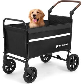 عربة للكلاب الكبيرة مناسبة لجميع التضاريس، عربة دفع/سحب 2 في 1 مع منحدر مضاد للانزلاق ومقبض قابل للدوران، عربة شديدة التحمل قابلة للطي للحيوانات الأليفة الكبيرة/المصابة، زيارات الطبيب البيطري، التخييم (أزرق) in Kuwait