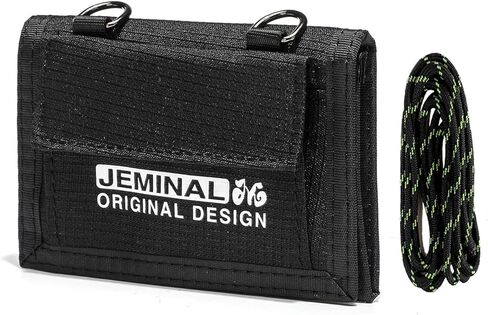 JEMINAL Lanyard Trifold Wallet for Men Nylon Wallet with Multiple Card Slots and ID Window Green in Kuwait