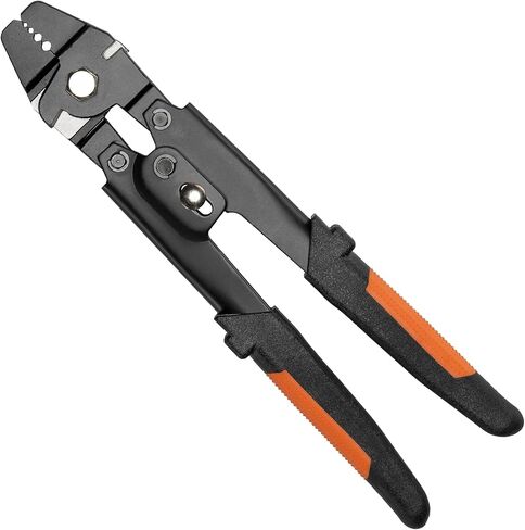 أداة تجعيد الحبال السلكية ذات المقبض القصير من Wirefy - وظيفة القطع وتمرير الكابلات 2 في 1 بدرجة احترافية - مجموعة أدوات القطع / المكشكش اليدوية مع 150 حلقة أكمام - مقبض TPR مضاد للانزلاق in Kuwait