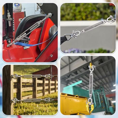 1/4 Turnbuckle Heavy Duty 304 Stainless Steel Turnbuckle Tensioner, 1600 lbs Working Load Limit, Jaw and Jaw Turnbuckles for Cables Wire Shade Sail Deck Ground Anchor in Saudi Arabia
