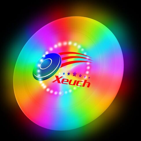 Xeuch Light Up Flying Disc 2 Pack, 175g, 16 Lighting Modes, 4 Brightness, 600mAh Rechargeable Battery, Built-in Timer and Sensor for Beach Camping Outdoor Games, Gift for Kids/Teens/Adults in Saudi Arabia