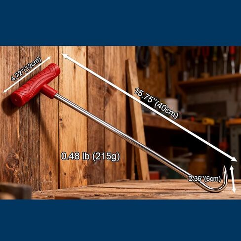 خطاف رفع على شكل حرف T مقاس 16 بوصة (40 سم) عالي التحمل لرفع سحب أغطية غرف التفتيش المتحركة، مصارف العواصف، أغطية خزان الصرف الصحي، رأس مدبب للباب، خطاف لحم يدوي in Kuwait