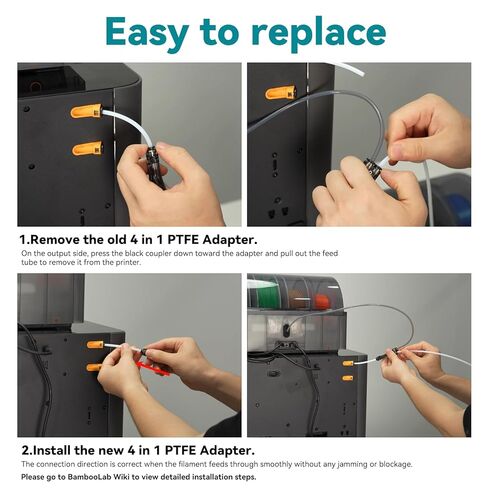 محول PTFE 4 في 1 من الخيزران الأصلي لطابعة Bambu Lab P1S/P1P/H2D/H2C/H2S/A1/A1 Mini/X1C/X1E ثلاثية الأبعاد، منفذ توسيع أنبوب بودين توصيل 4 وحدات تغذية in Kuwait